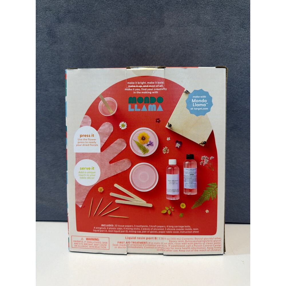Pressed Flowers Resin Coaster DIY Art Kit - Mondo Llama New in Box - Picture 5 of 8